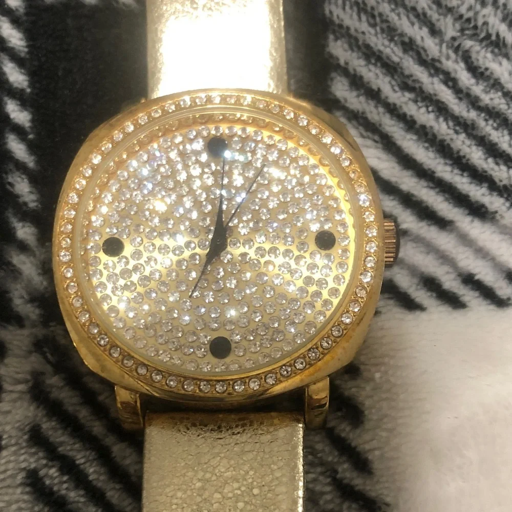 Gold Crystal-Accented Women’s Watch with Metallic Strap one $60 both $100 “NEW”